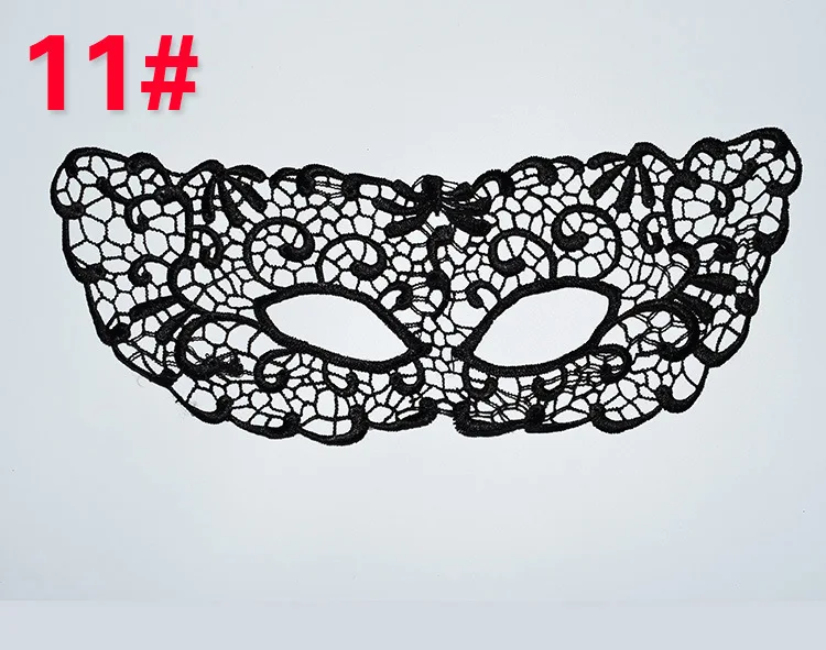 15 шт./лот Hallowen девочек Для женщин Лидер продаж Черный Sexy Lady кружева маска вырез глаз маска для маскарада вечернее изящное платье костюм - Цвет: 11