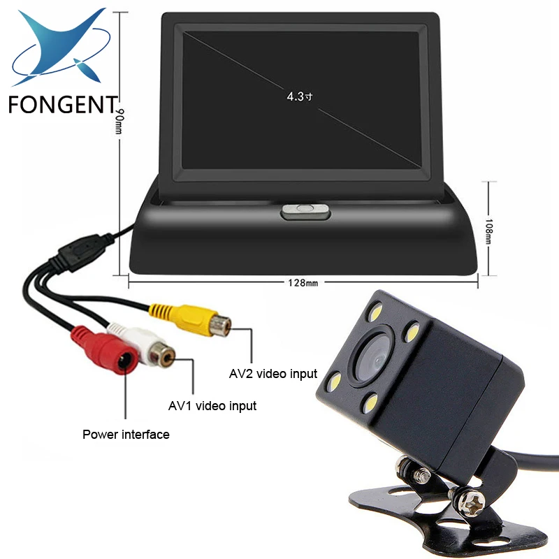 

Auto Parking Assistance Night Vision Car Rearview Reversing Rear View Wireless Camera 4.3 inch Color LCD Video Foldable Monitor