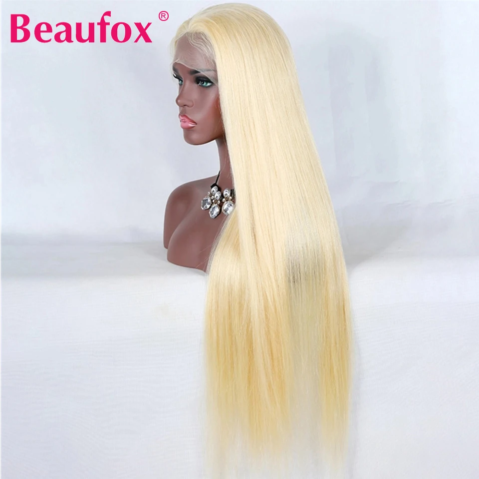 Beaufox 13x4 613 блонд кружевные передние человеческие волосы парики блонд перуанские прямые кружевные передние парики 150% 613 передние кружевные парики Remy