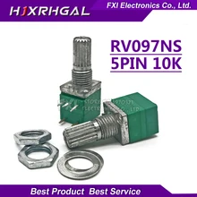 5pcs RV097NS 10K single linked potentiometer B10K with a switch audio 5pin shaft 15mm amplifier sealing potentiometer