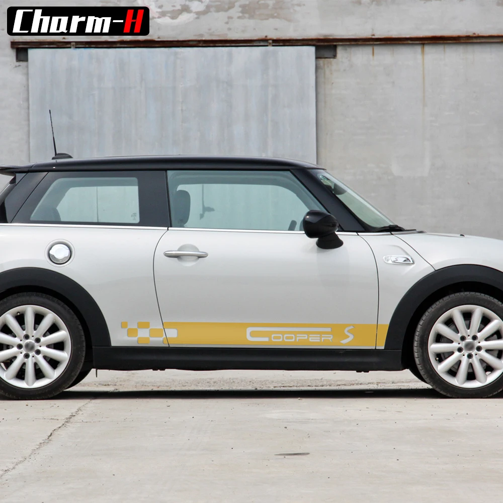 Автостайлинг наклейки с боковой юбкой для MINI COOPER S Racing Stripes Clubman R55 F54 R56 F56 R50 R53 F55 F60