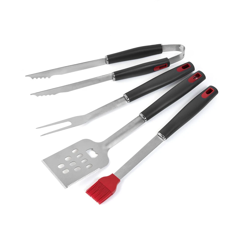 

4Pcs/Set BBQ Grill Tools Set Stainless Steel Barbecue Grilling Utensils - Premium Grill Accessories for Barbecue - Spatula, Tong
