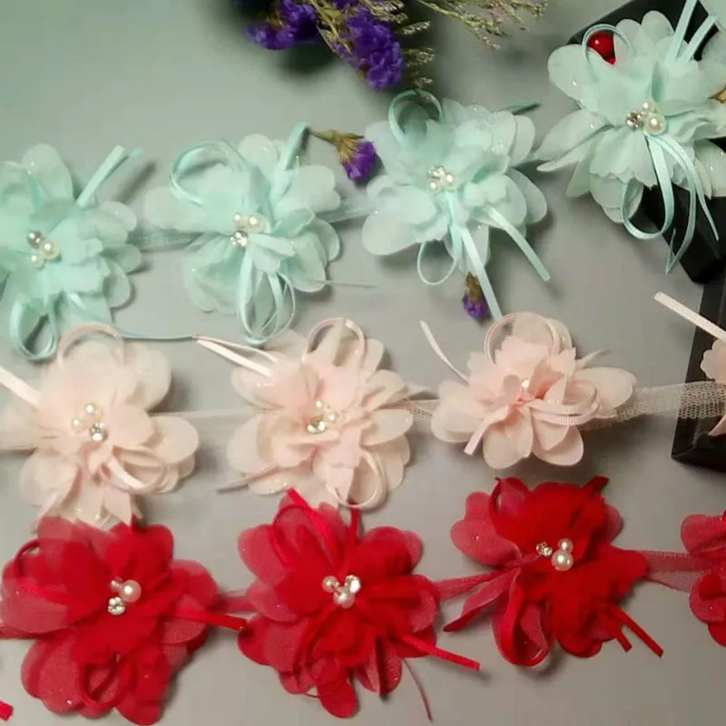 

5X Soluble 80mm Flower Pearl Chiffon Embroidered Lace Trim Ribbon Fabric Handmade DIY Sewing Craft For Costume Hat Decoration