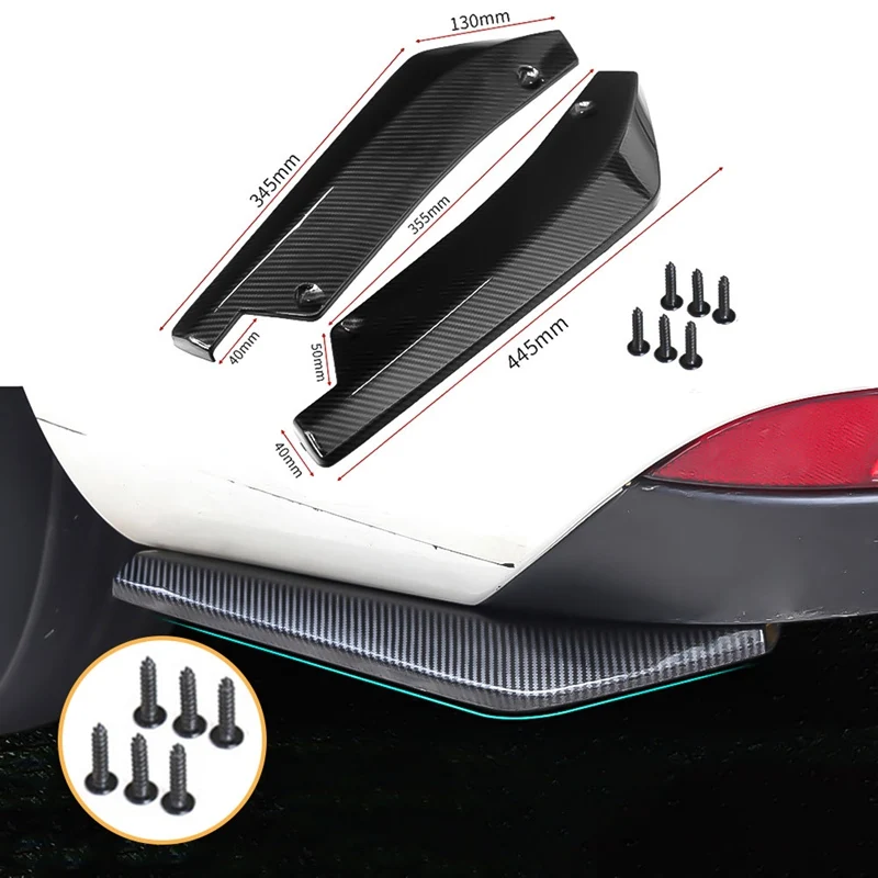 

Car Universal Rear Bumper Spoiler Car Side Fin Scratch Protector Black Rear Lip Wrap Angle Splitters Modification