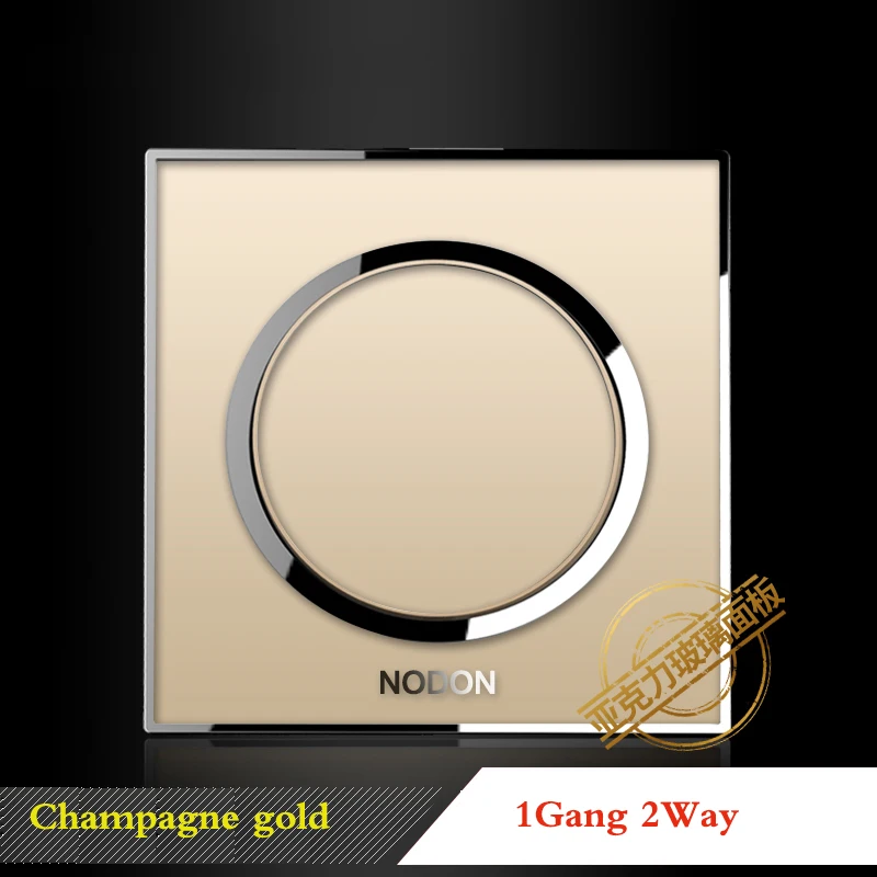 Шампань золото переключатель гнездо типа 86 бытовой выключатель розетка панель полный набор 23 вида переключатель розетка акриловая стеклянная панель - Цвет: 1Gang 2Way