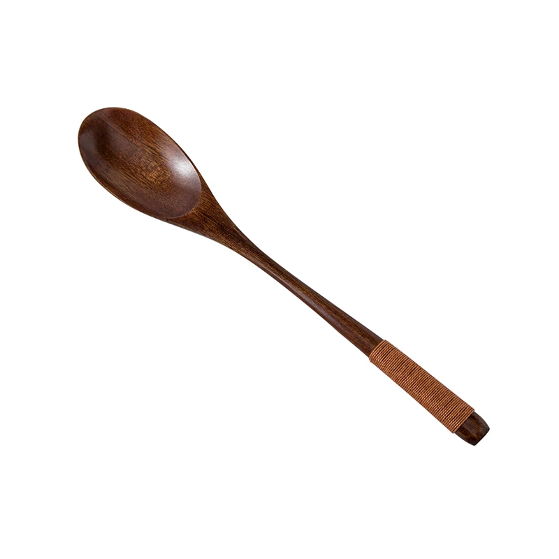 Креативная кофейная Маленькая деревянная ложка в японском стиле, медовая ложка с длинной ручкой из цельного дерева, ложка для перемешивания молока и чая, домашняя ложка - Цвет: Brown spoon