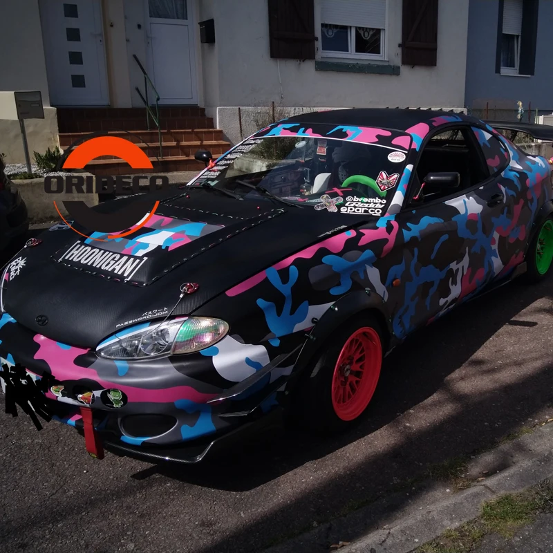 pink&blue&black camo vinyl wraps 4