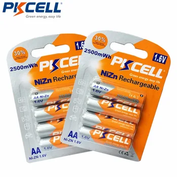 

8Pcs/2card PKCELL Bateria AA Battery Ni-Zn 1.6V Nickel-Zinc 2500mWh AA Rechargeable Batteries 2A Bateria Baterias Battery