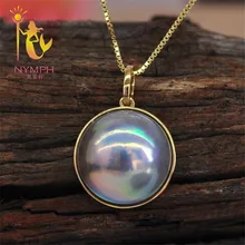 NYMPH из 18-ти кратного желтого золота ювелирные украшения Прекрасные ювелирные украшения натуральный жемчужный кулон Япония маби AU750 кулон из натурального камня для Для женщин 13-14 мм PH004