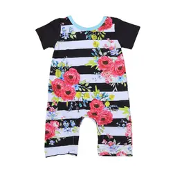 Летняя детская одежда для девочек цельнокроеные комбинезоны одежда для малышей хлопок короткий комбинезон Одежда для новорожденных