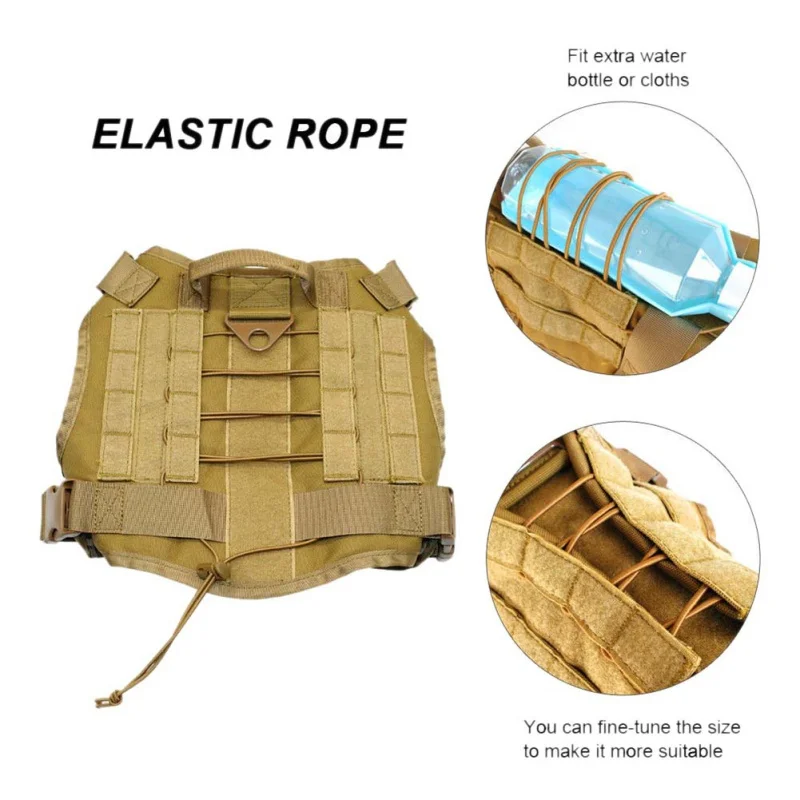  Adjustable Tactical Service Dog Vest Training Hunting Molle Nylon Water-resistan Military Patrol Do