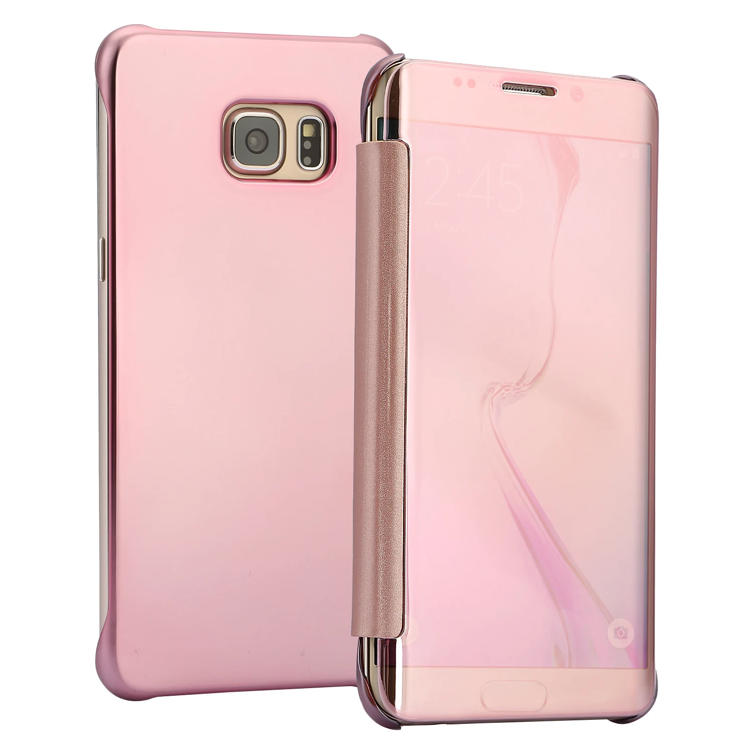 

New Flip Smart Mirror Phone Cover Case for Samsung Galaxy S6 Edge Plus Clear View Standing Rose Gold Back Cases for S6 Edge Plus