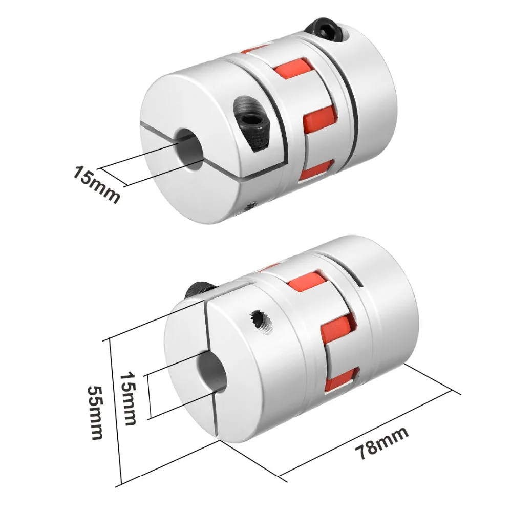 

UXCELL New Arrival 1PCS L78xD55 Servo Stepped Motor M8 15mm to 15mm Shaft Coupling Bore Flexible Coupler Joint Wear Resistant