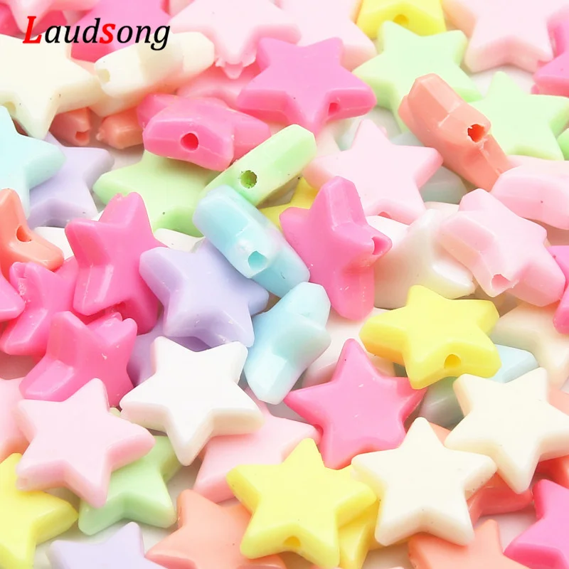 

50Pcs/Lot 14mm Cheap Candy Color Star Plastic Acrylic Spacer Beads For DIY Necklace Bracelet Children Jewelry Making