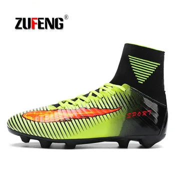 

ZUFENG Outdoor Men Football Boots Soccer Cleats Boots Long Spikes TF Spikes Ankle High Top Sneakers Turf Futsal Soccer Shoes