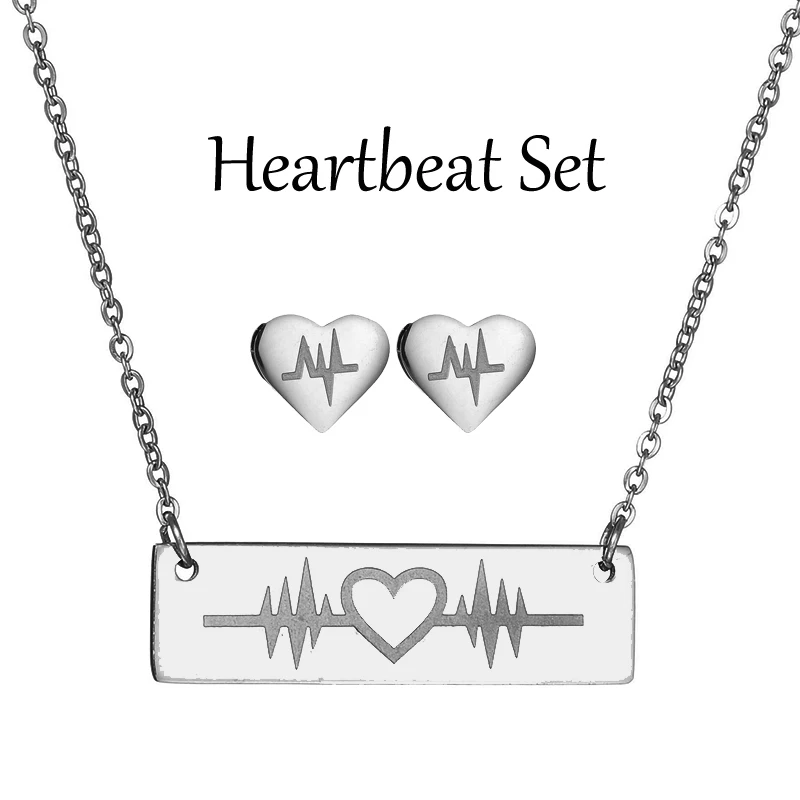 Nextvance Heartbeat Ecg Шарм Ювелирный Набор 3 вида цветов из нержавеющей стали сердце
