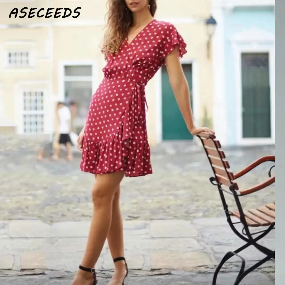Boho винтажное красное платье с цветочным рисунком женское 2019 летнее элегантное