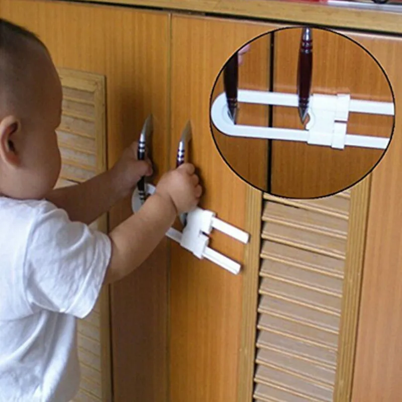 1PC Child Safety Cabinet Latches Baby Safe Closet Kitchen Door U-Shaped Lock