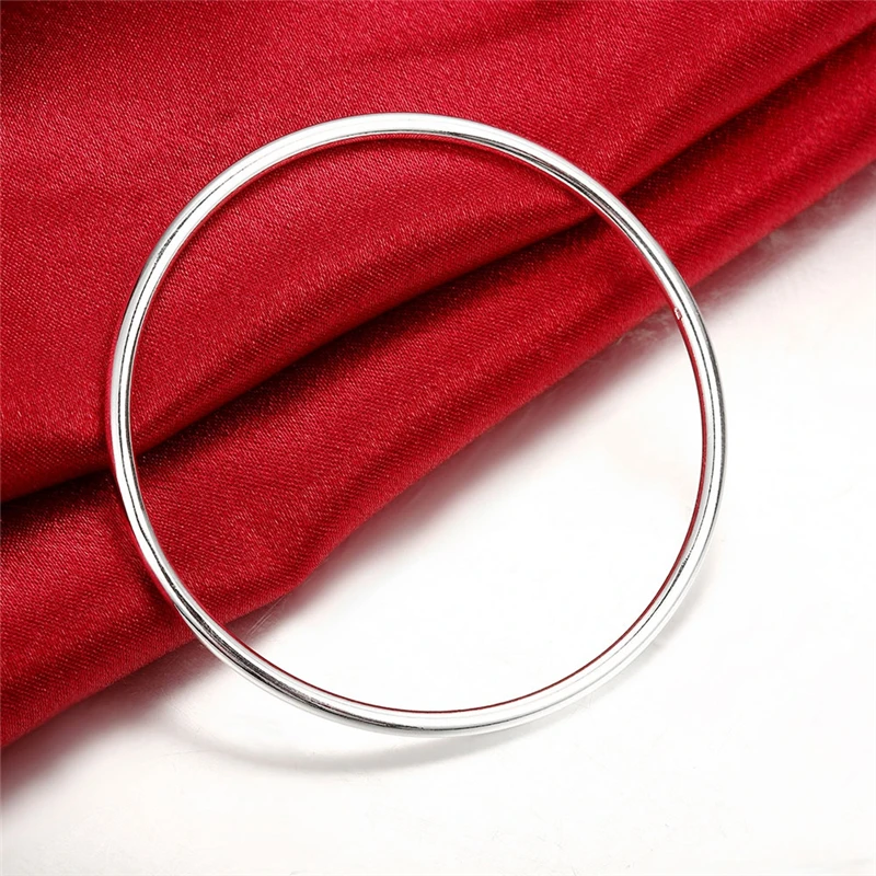 Bangle Bracelet DOTEFFIL 925 Sterling Solid Silver Bracelet Fashion Personality Simple Smooth Bangles For Women Wedding Engagement Jewelry