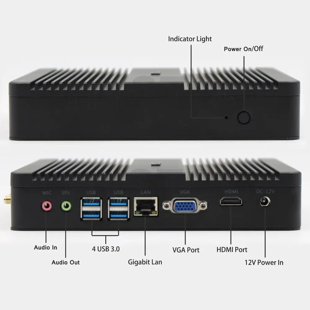 Полностью сплав безвентиляторный мини ПК Windows 10 с Intel Core i7 5550U i5 7200U Minipc i3 7100U