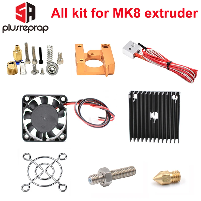 MK8 комплект j глава hotend насадка 0.4 мм вкладка Диаметром 1.75 нити без Шагового