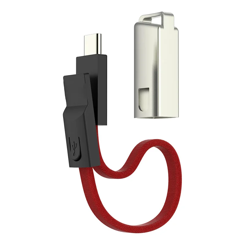 Брелок, кабель, ремешок, зарядка, Micro USB, быстрое зарядное устройство, шнур синхронизации для iPhone, Android, type-C, USB провод, кабель для мобильного телефона - Цвет: Красный