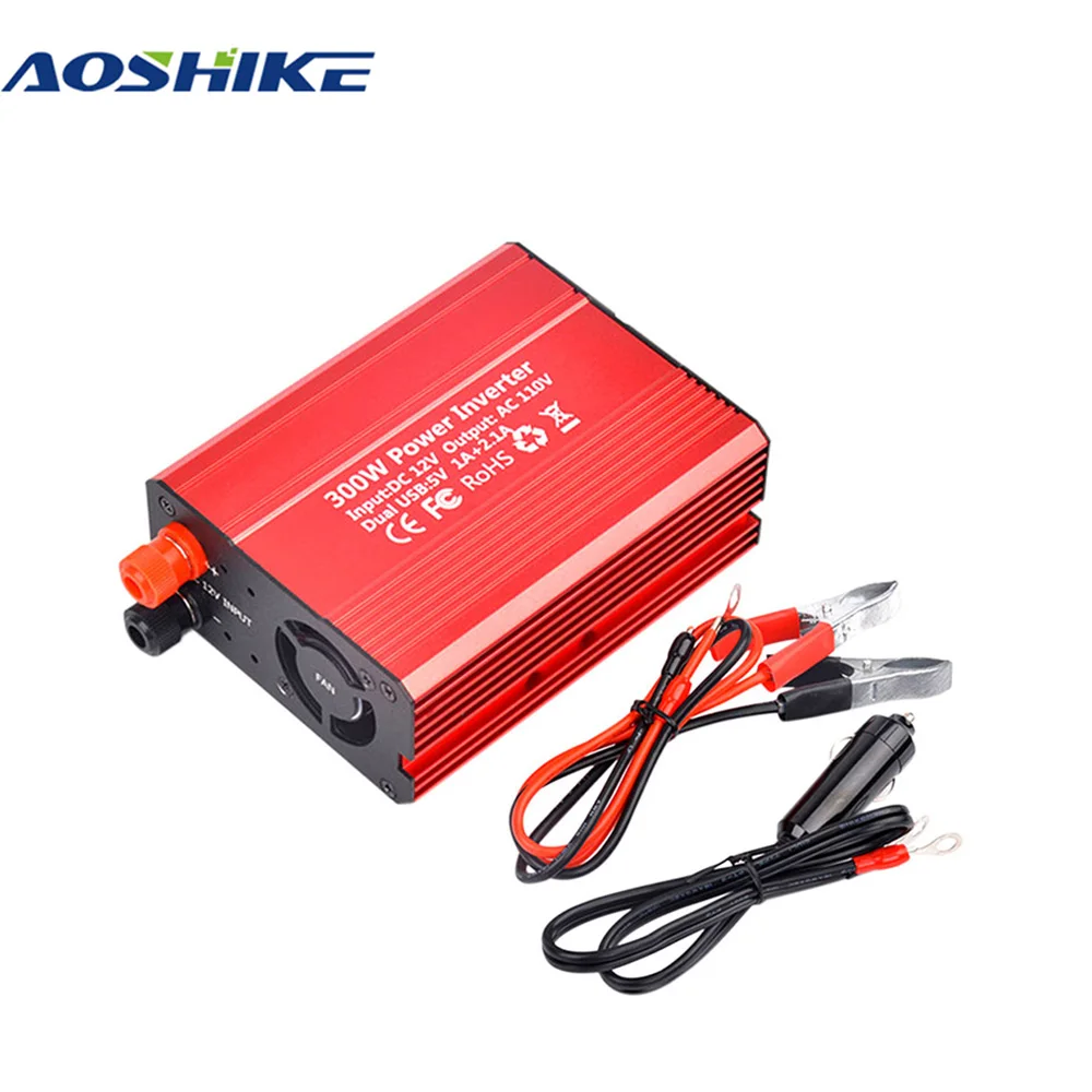 

AOSHIKE Car Inverter DC 12V AC 220V 300W Voltage Inverter Dual 2.1A USB Prots Charger Converter Power Inversor Power Socket