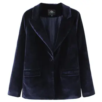 

plus size 2XL Fashion Velvet Blazer Jacket Women Blazer Autumn Warm Ladies Blazer Coat One Button small suit