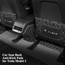 3 шт./компл. укладки для заднего сидения автомобиля, Противоударная Подушка колодка задних пассажиров логотип анти-грязный пэд автомобильные аксессуары для Tesla модель 3