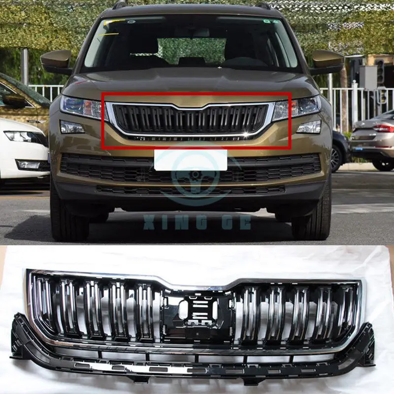 Front Bumper Middle Grille High Configuration Grille Refit For Skoda