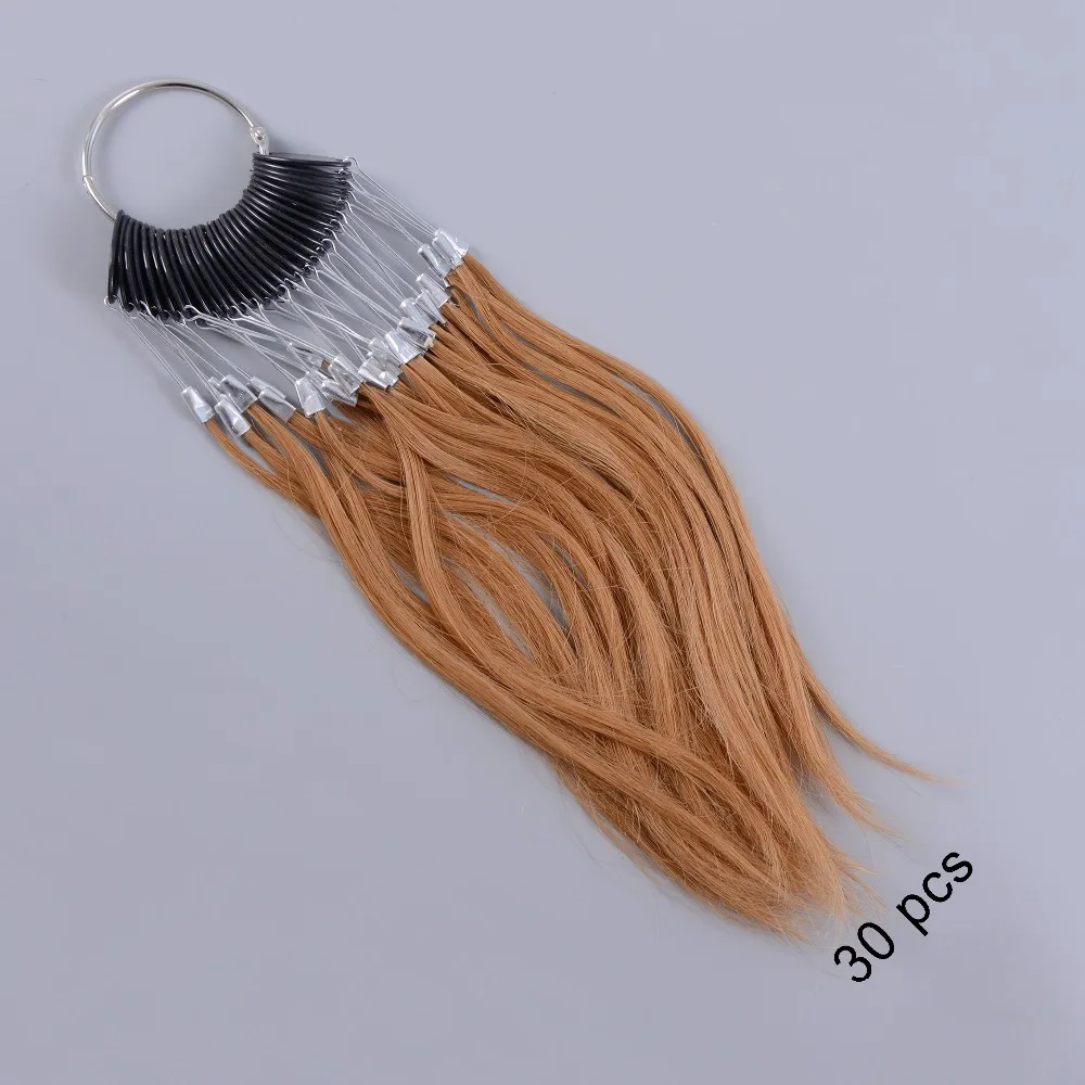 30Pcs/Set 100% Human Virgin Hair Light Brown Color Ring for Human Hair Extensions and Salon Dyeing Sample