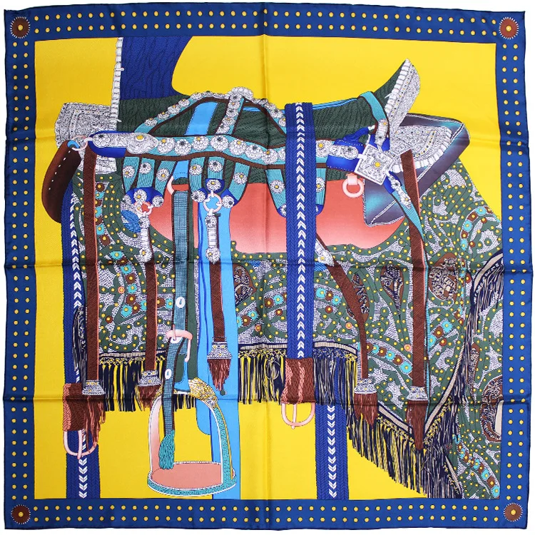 

Royal Saddle Print Pure Silk Scarf Square Scarves Fashion NEW Neck Wear Accessory Clothing Match Scarfs Drop Shipping FJ98