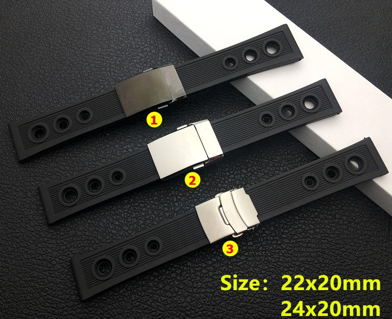 

Luxury Brand Black soft Silicone Rubber Watch band 22mm 24mm WatchBand Bracelet For navitimer/avenger/Breitling strap free tools