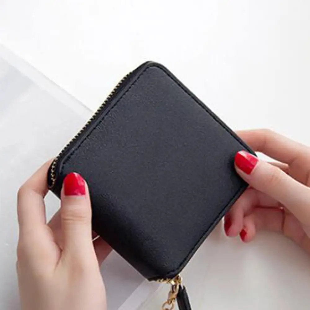 

Mini Womens Leather Small Wallet Card Holder Zip Coin Purse Clutch Handbag Multifunction Card Package Coin Pocket With Buckle