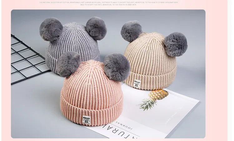 hats for girls winter hats for girls boys caps children cap kids hat knitted ear cap cat hat fleece hat two ears pom pom hat  (15)