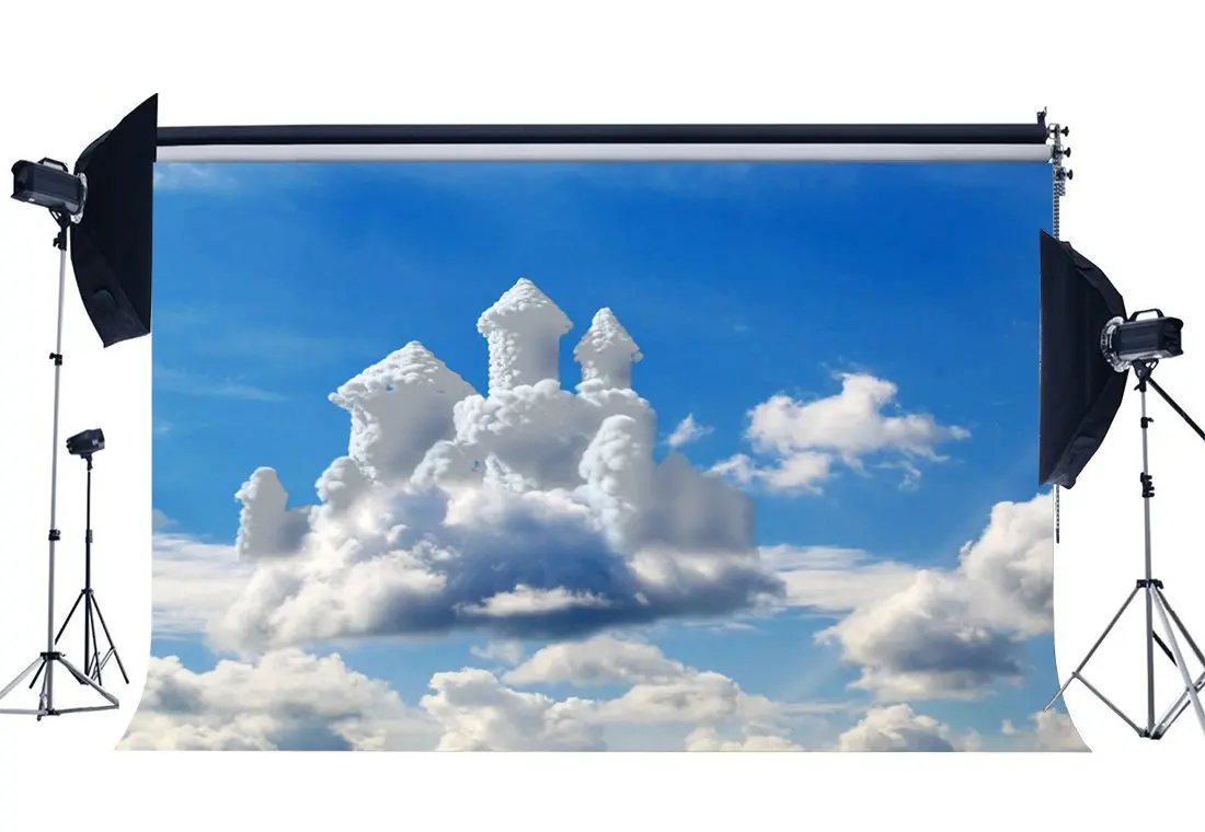 

Fairytale Backdrop Blue Sky White Cloud Castle Heaven Holy Lights Dreamland Fantasy Photography Background