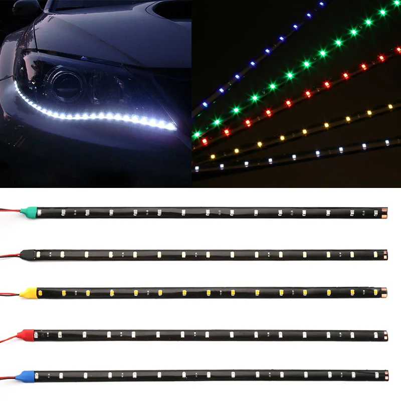 

1 Piece 30cm Car Flexible LED Strip Light High Power 12V 11.8" 15SMD Waterproof LED Daytime Running Light Decorative Car DRL