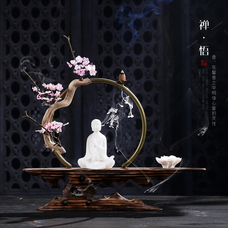 Zen Lucky курильница для благовоний, выветренная древесина, искусственные растения, курильница для благовоний керамическая курильница, цветочный горшок с персонажем, домашний декор, ремесла - Цвет: N