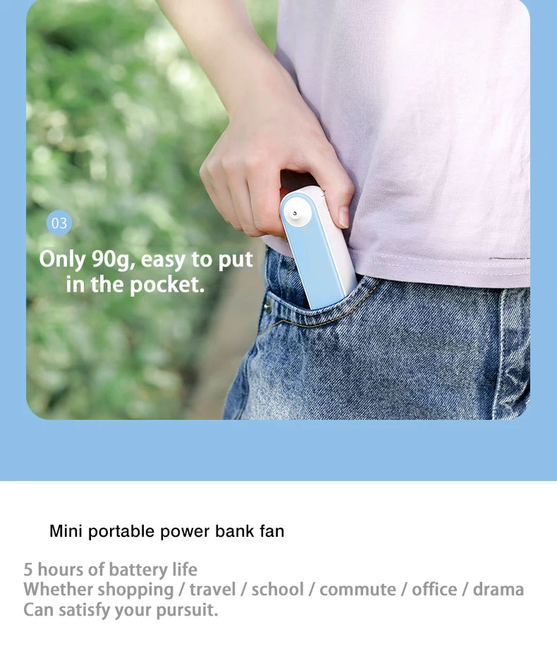 Mini charging treasure fan USB small electric fan student dormitory portable multifunctional pocket fan