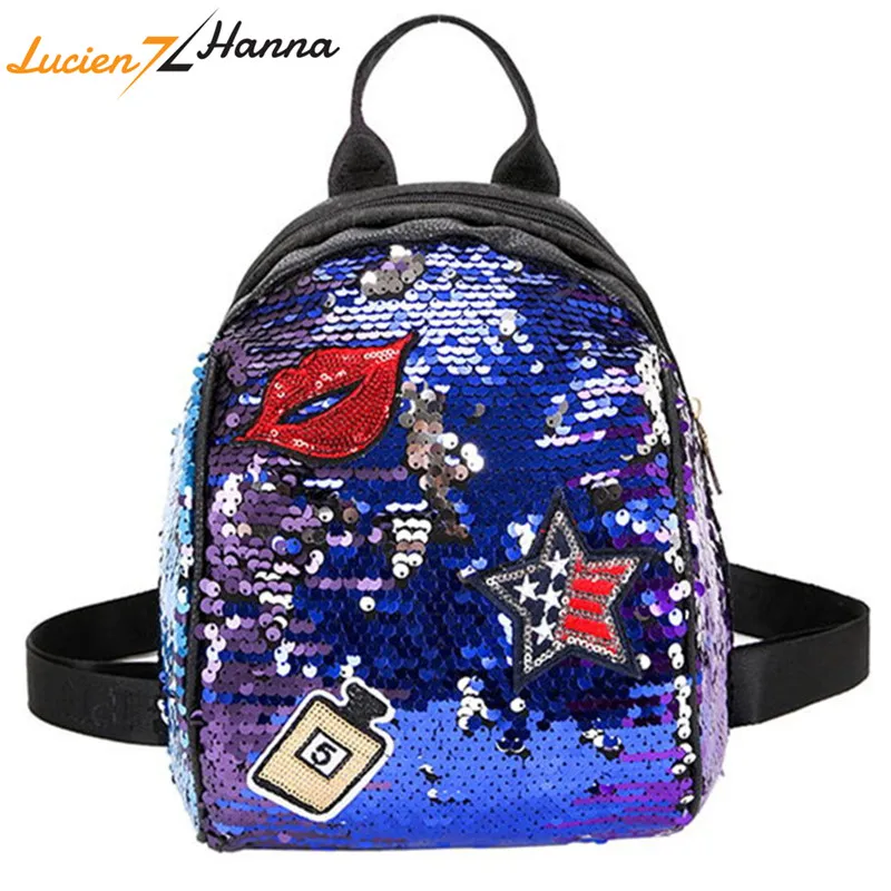 Модные женские туфли backbag искусственная кожа блестки рюкзак сумки для девочек