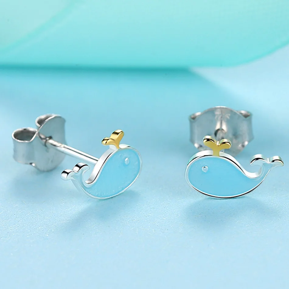 Серьги ELESHE из серебра 925 пробы с голубым искусственным дельфином серьги золотой