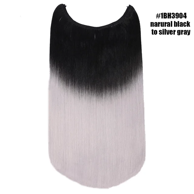 BENEHAIR Invisible Wire No Clips In Hair Extensions Secret Fish Line Hairpieces Synthetic Hair Extensions Fake Hair For Women 1BH3904