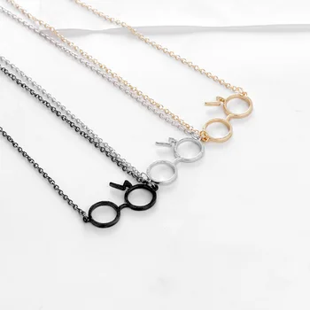

Wholesale 12pcs/lot Movie Jewelry Harry Glasses Pendant Necklace Gold/Silver color /Black Plated Alloy Jewelry Size 2.6*4.5cm