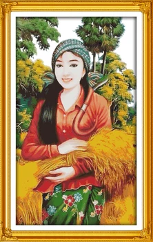 

Harvest Season(Small Format)People Set Cross stitch kits 11CT Printed Embroidery DIY Handmade Needlework Home Decor Ricamo