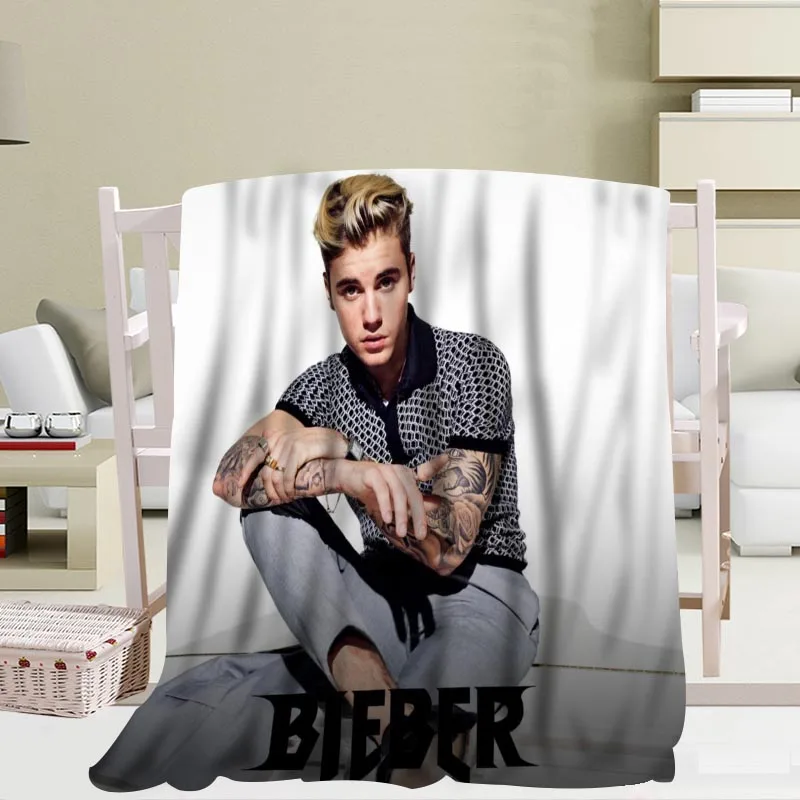 Custom Justin Bieber Blankets Travel Sofa Coral fleece fabric Blankets