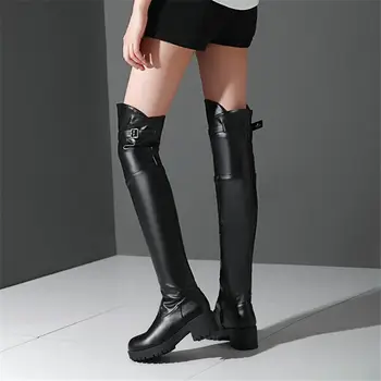 

NAYIDUYUN Thigh High Shoes Women Winter Over The Knee Boots Tall Shaft Punk Party Motorcycle Boots Long Oxfords Shoes Buckle