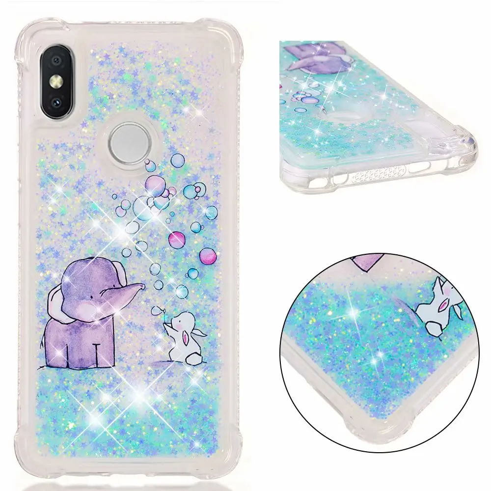 Cute Patterned Glitter Bling Liquid Shockproof Clear Soft Case Cover For Xiaomi (3)