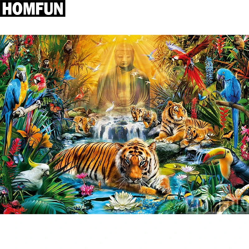 HOMFUN DIY Алмазная картина &quotТигр Будда&quot полная дрель квадратная круглая вышивка