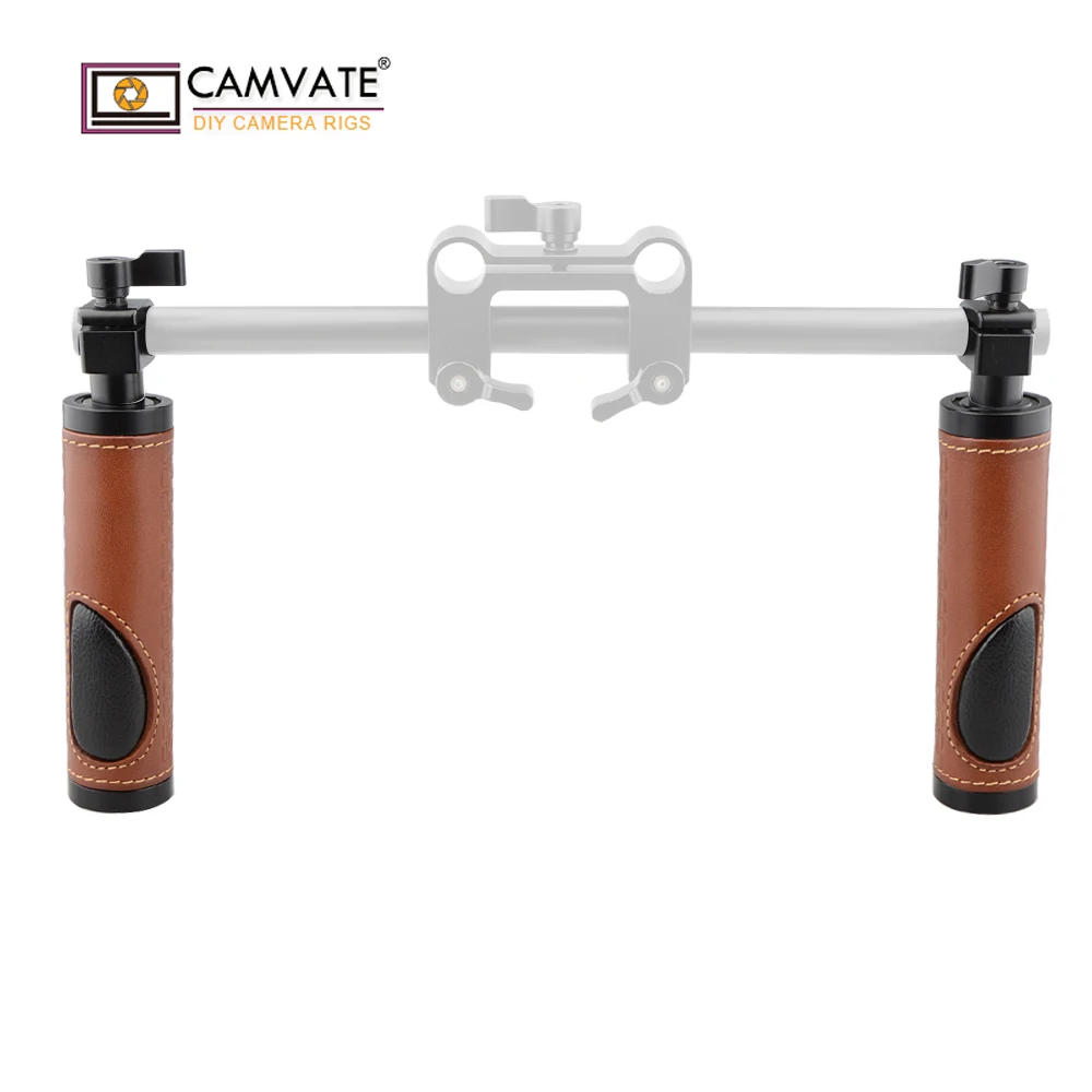 

CAMVATE 15mm Rod Clamp Handle Grip (Leather) for DSLR Camera Rod System (pack of 2)C1616 camera photography accessories