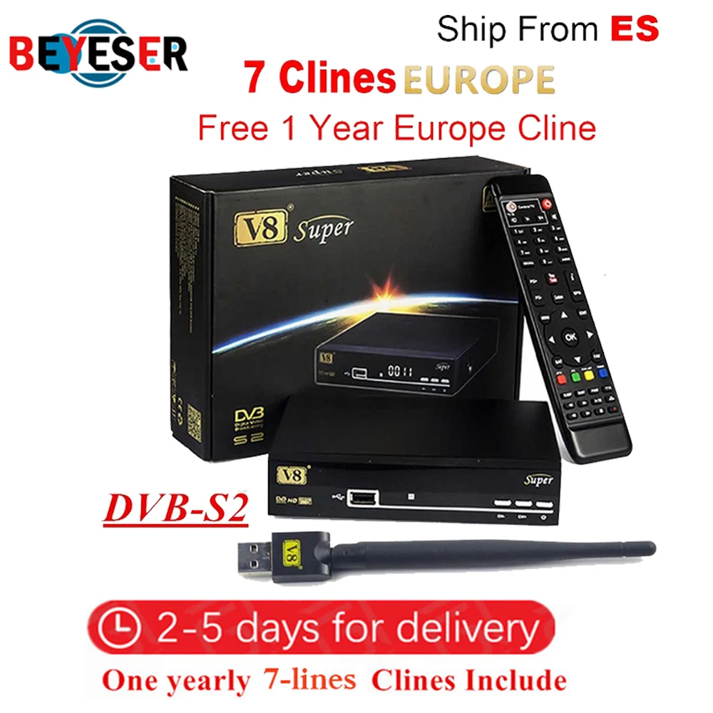 

GT Media V8 Nova DVB-S2 Freesat Satellite Receiver V8 Super New Version H.265 WIFI+1Year Europe Spain PT DE PO CCcam TV decoder